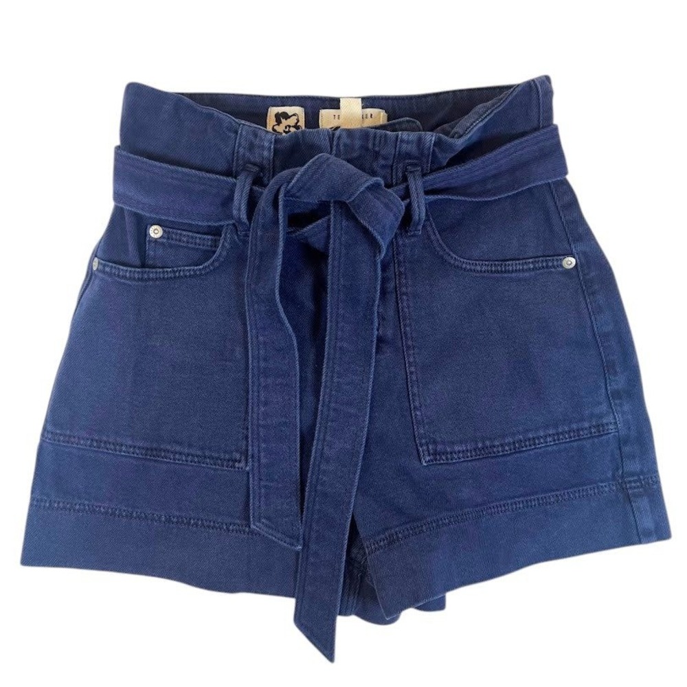 Ted Baker London Danikii Blue High Waisted Paperbag‎ Denim Shorts Size 26 Indigo